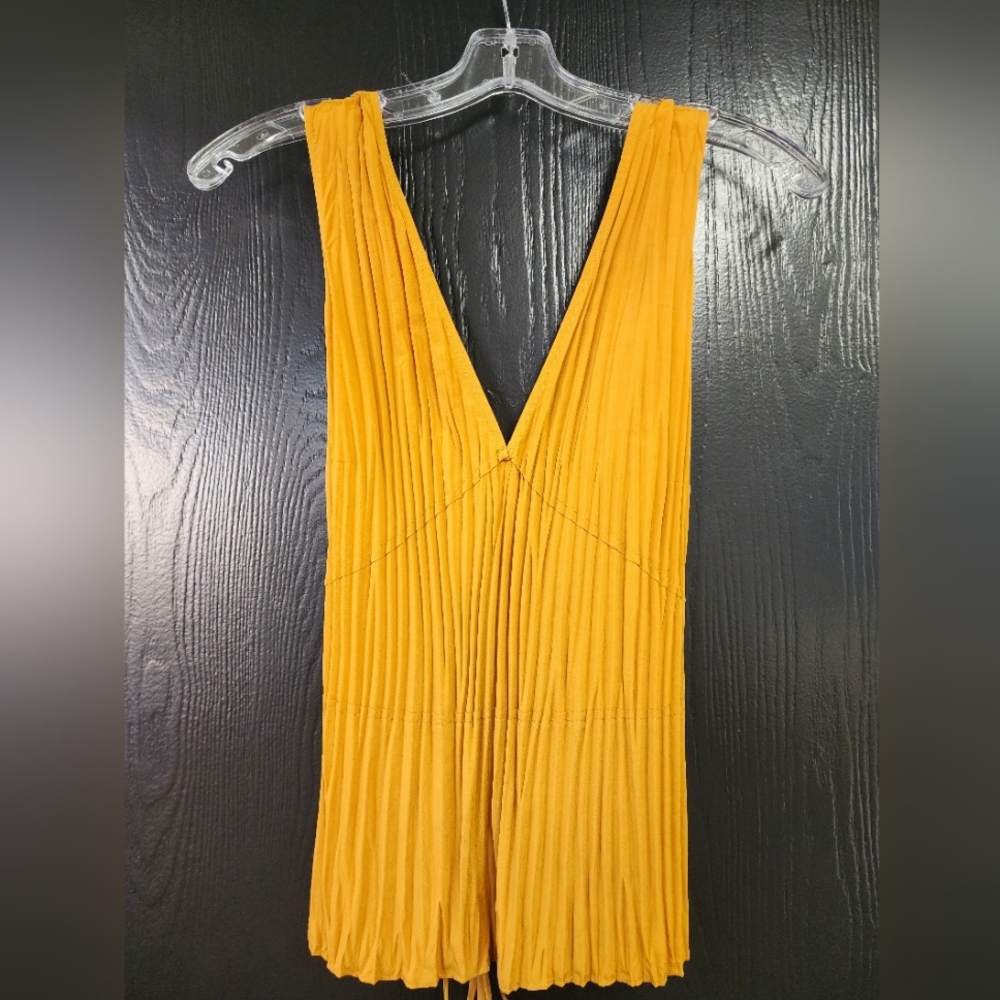 Vince Pleated Peplum Top Gold Orange Size M NWT